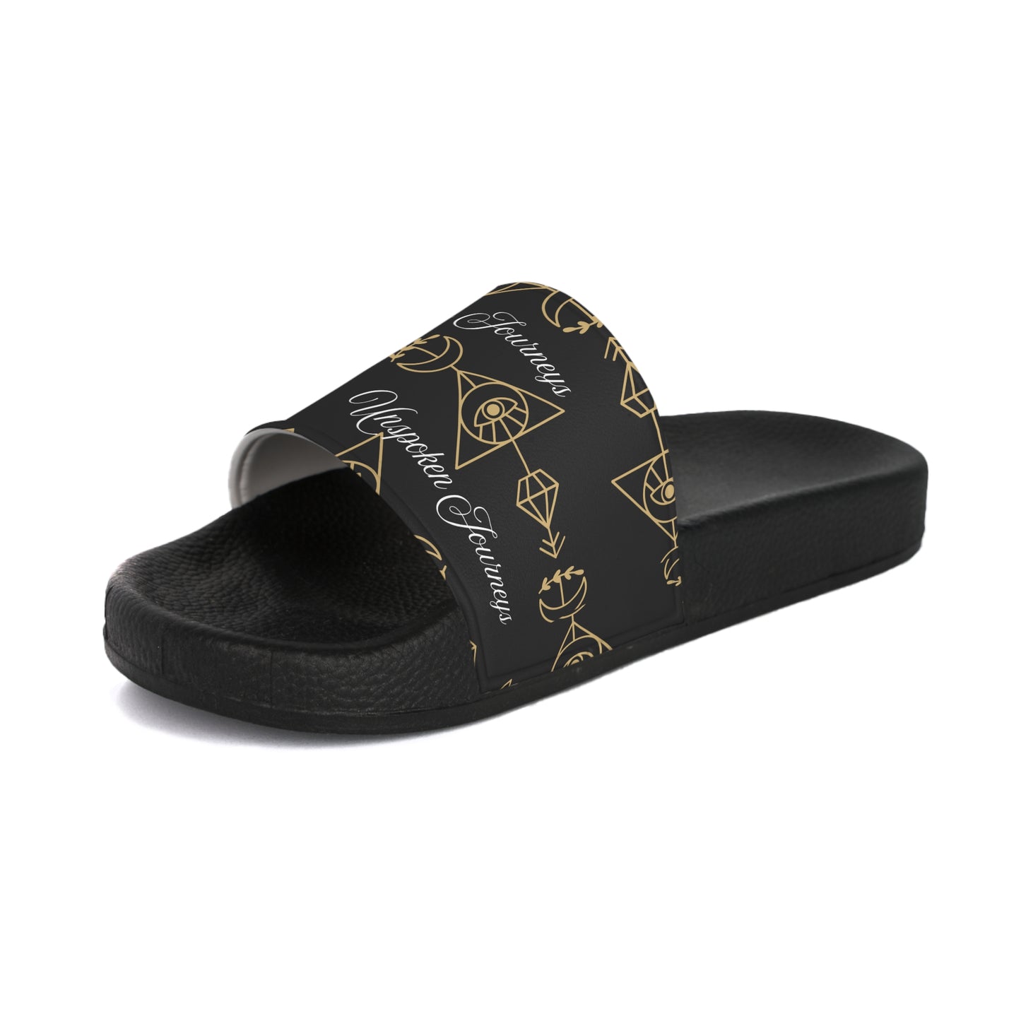 Unspoken Journeys Black & Gold Slides – Grounded Healing Comfort