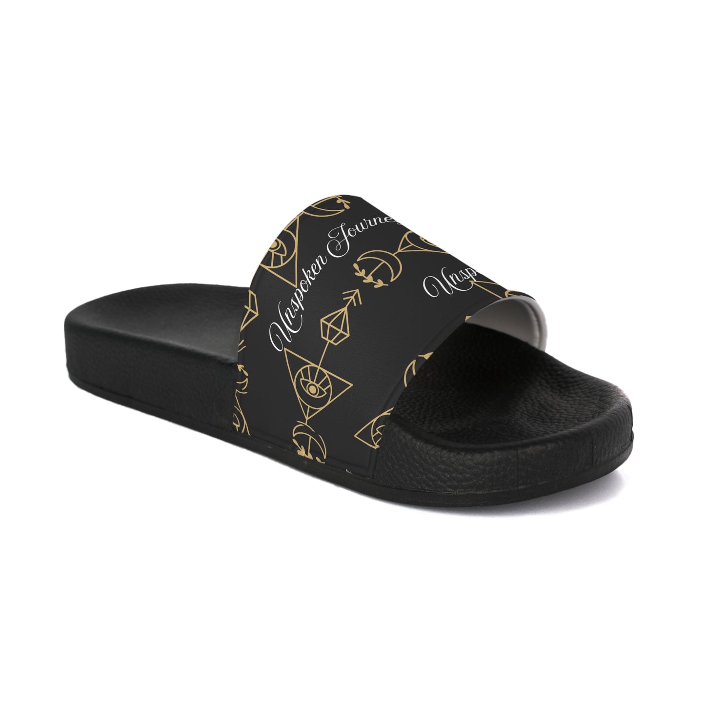 Unspoken Journeys Black & Gold Slides – Grounded Healing Comfort